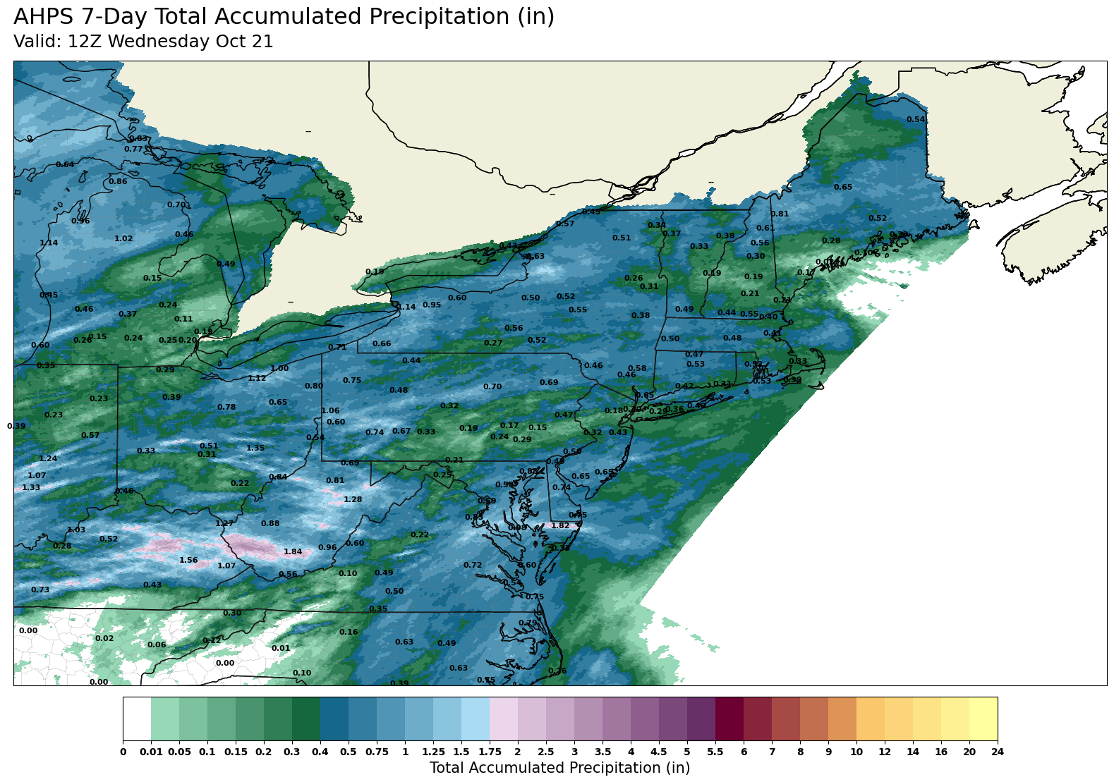 7-day observed precipitation