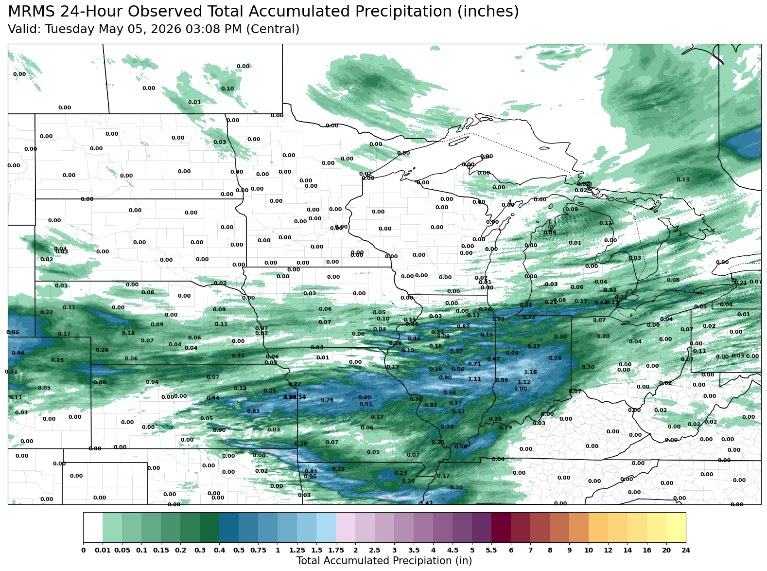 24-hour MRMS precipitation