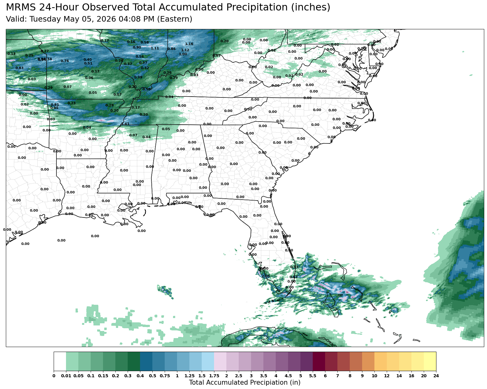 24-hour MRMS precipitation