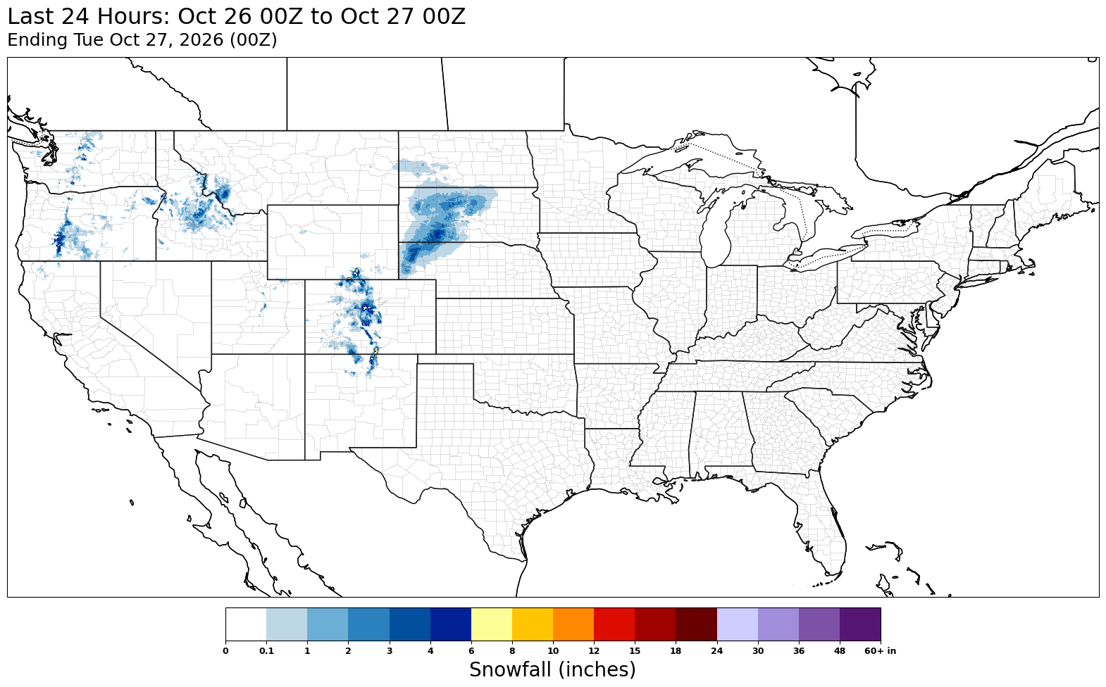 Snowfall, last 24 hours