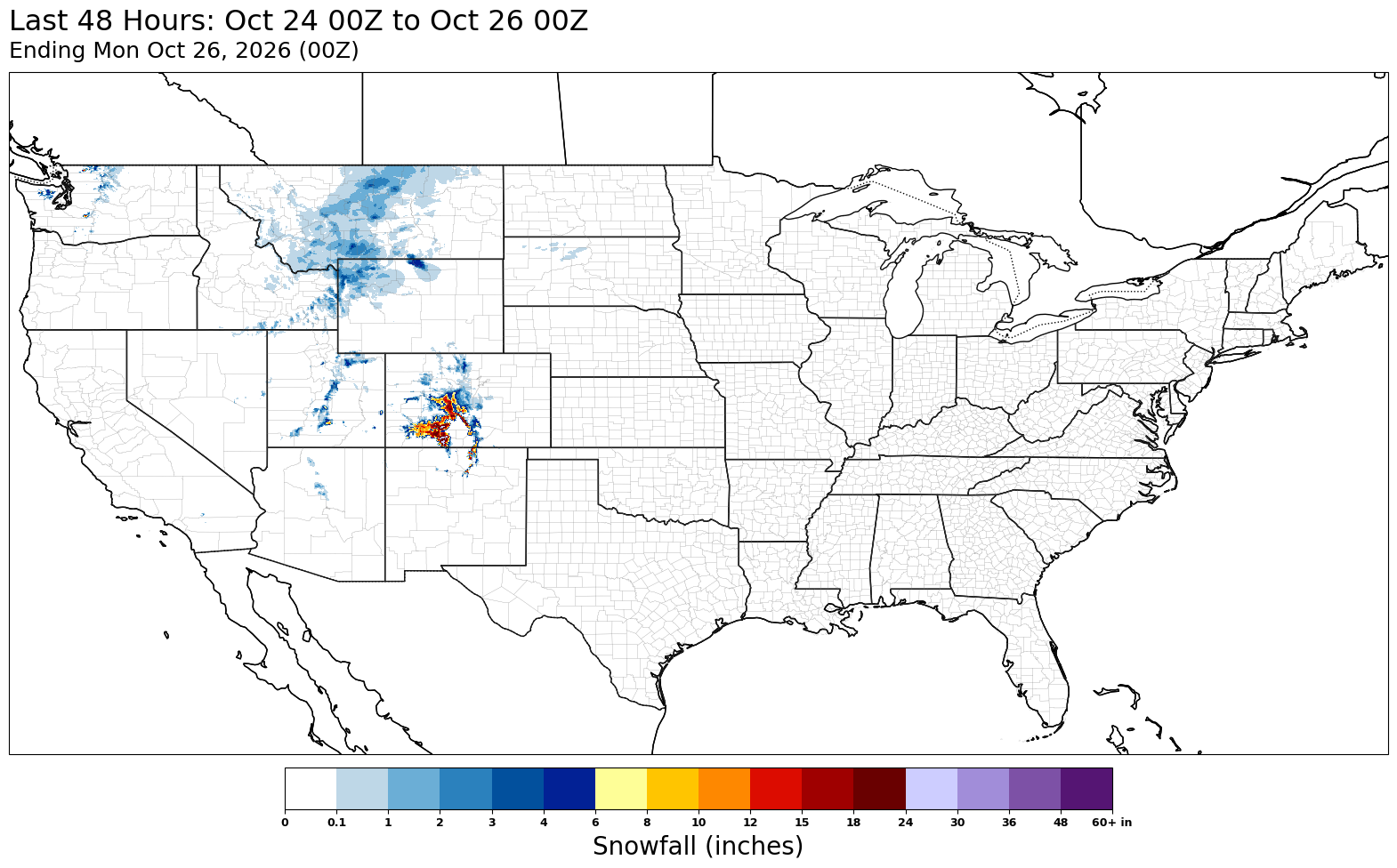 Snowfall, last 48 hours
