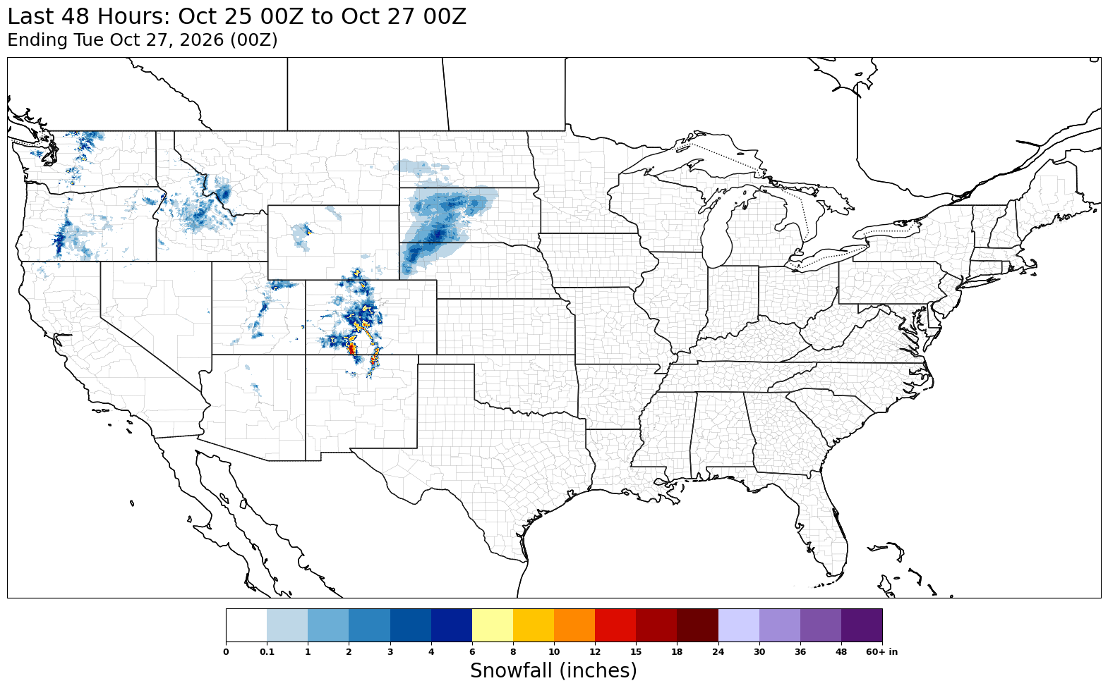 Snowfall, last 48 hours