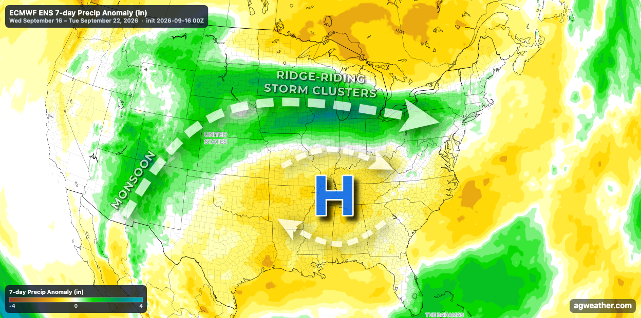 Ridge-Riding Storm Clusters Continue to Soak Midwest | Sept 16-22, 2026