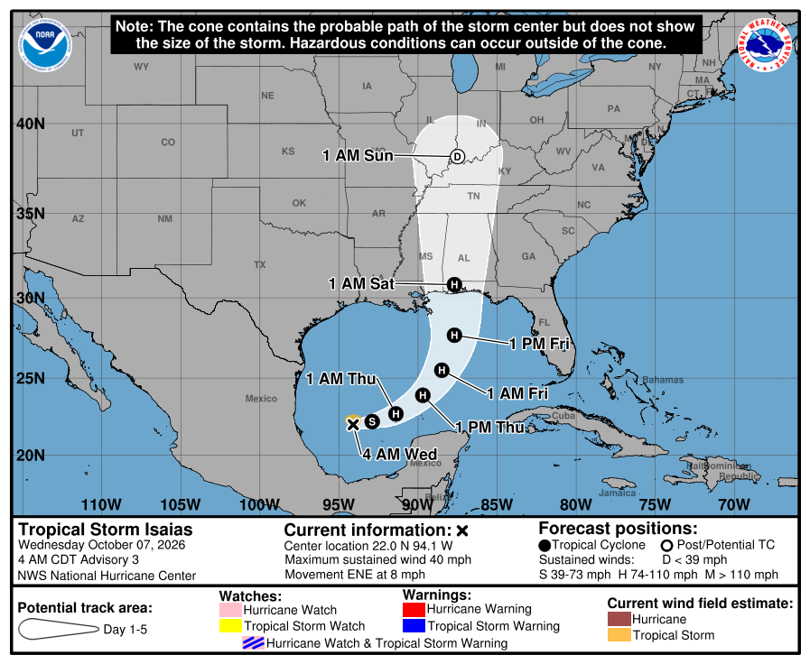 NHC Names Tropical Storm Isaias - Gulf Coast Impacts Likely This Week