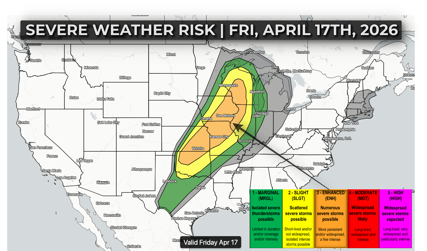Midwest and Plains Back in Severe Storm Risk on Friday, Apr 17th