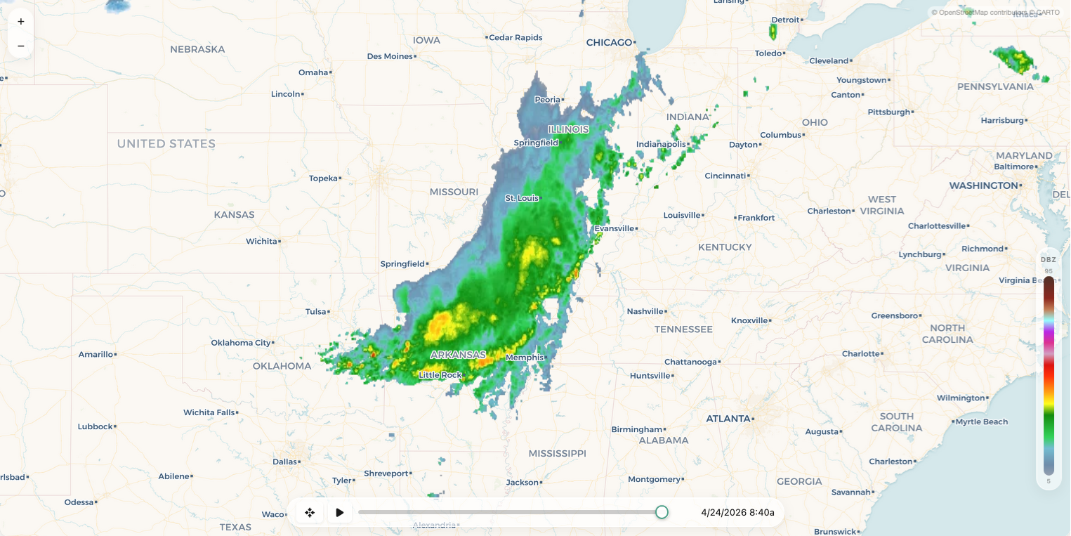 8 AM CT Friday radar image