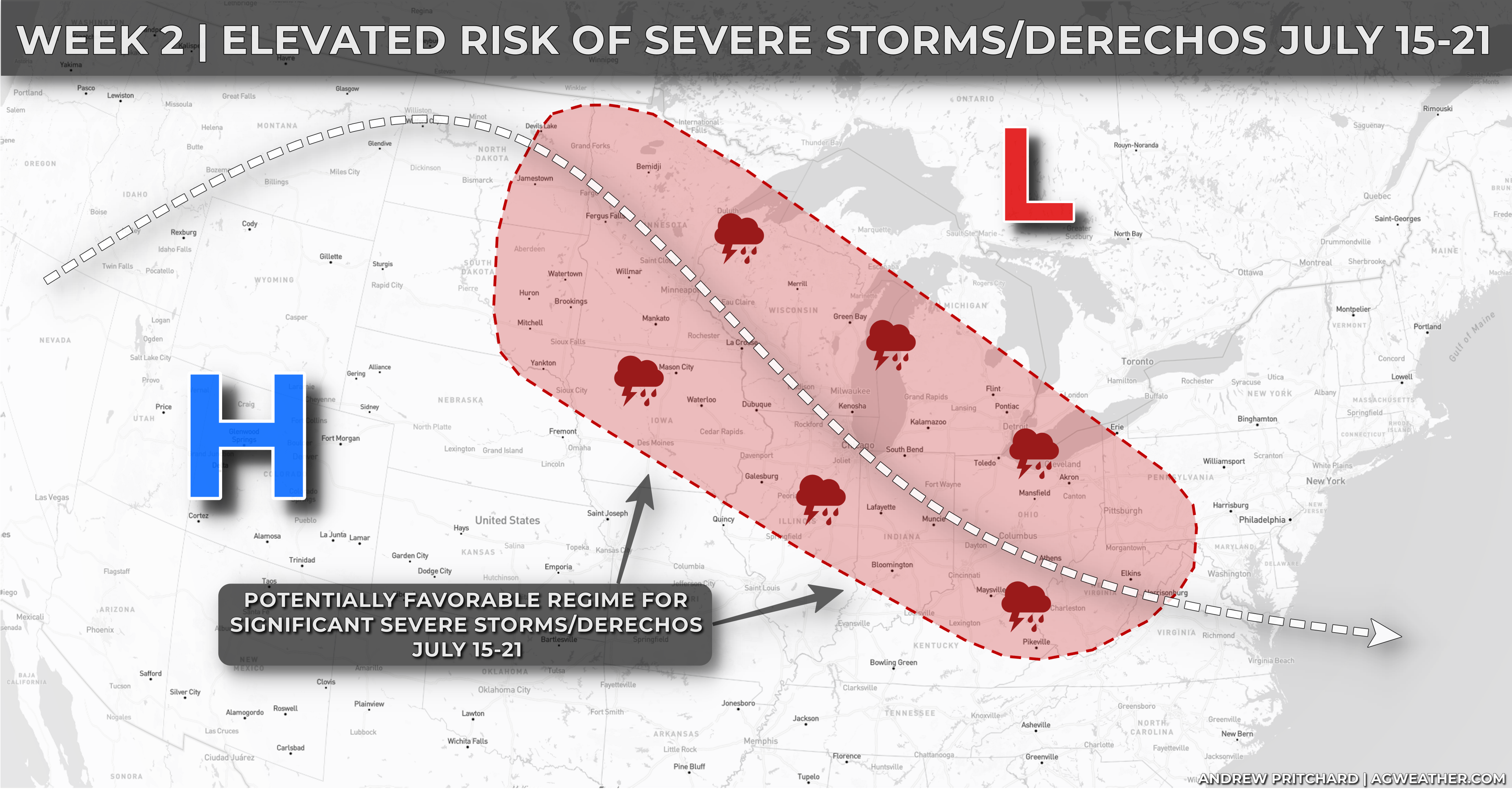Potentially Favorable Regime for Significant Severe Storms in the Great Lakes/Eastern Cornbelt July 15-21